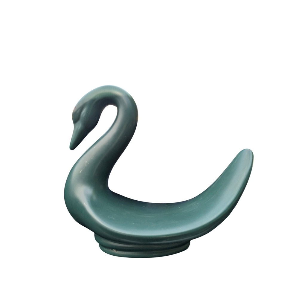 Vintage 80s Hunter Green Ceramic Swan Soap Dish Washcloth Holder Bathroom Decor